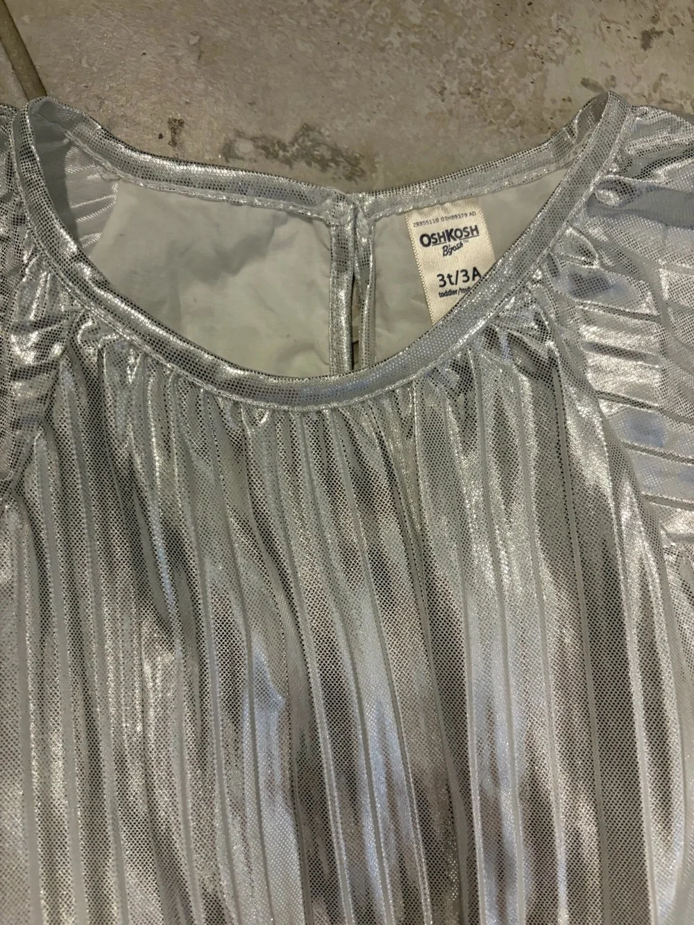 OshKosh B'gosh Shimmery Silver Pleated Girls Dress
